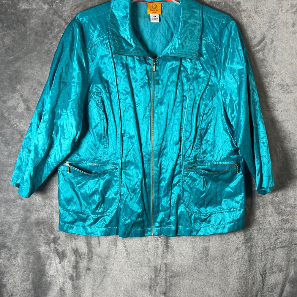 Ruby Rd. Shimmering Aqua Utility Jacket - image 1